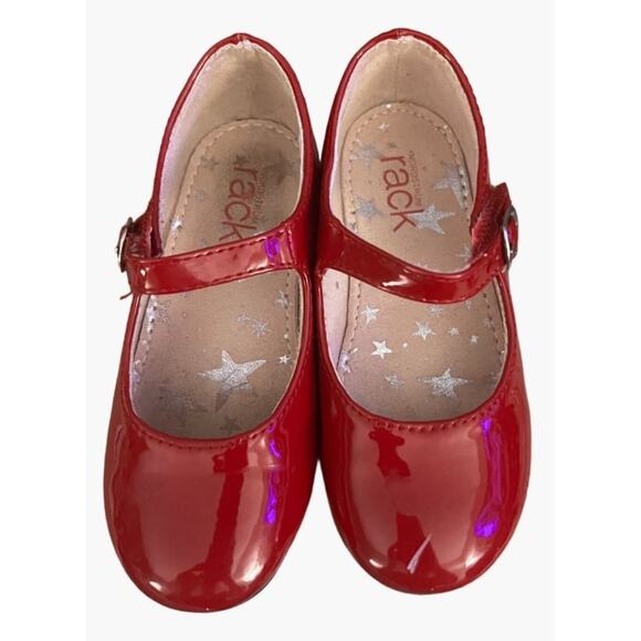 Nordstrom Red Patent Glitter Heel Toddler Girls Size 8 Velcro Buckle Closure Dor - Picture 9 of 10